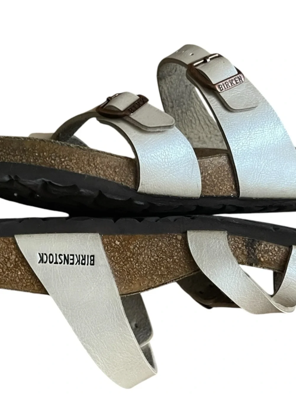 Birkenstock Mayari Pearl White Metallic Sandals‎ Size 37 Light Gold Strappy